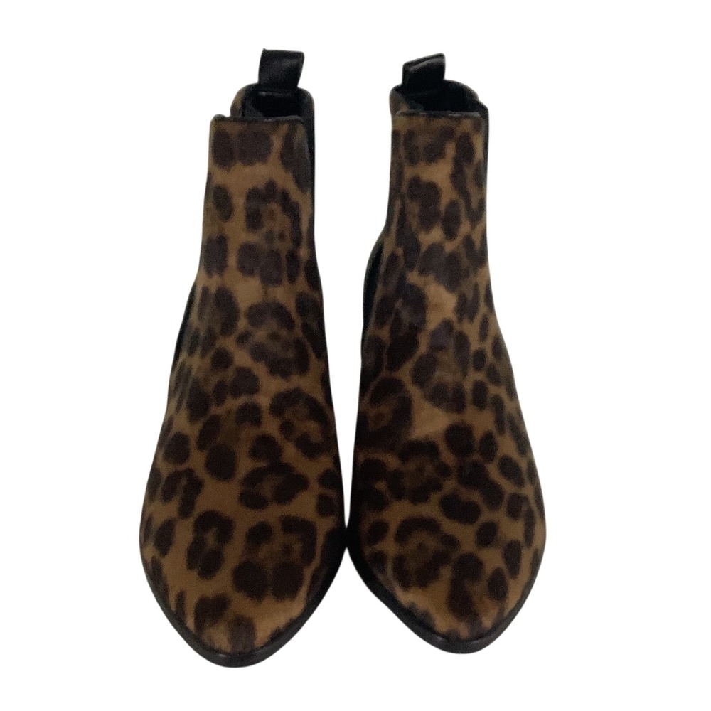 Nine West‎ Tayep Leopard Print Chelsea Boots Block Heel Brown WNTAYEP2 Womens 7M